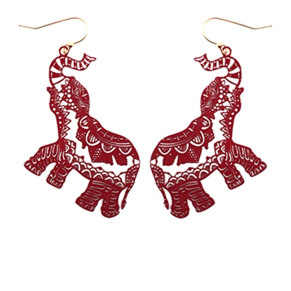 Color Coated Elephant Filigree Earrings